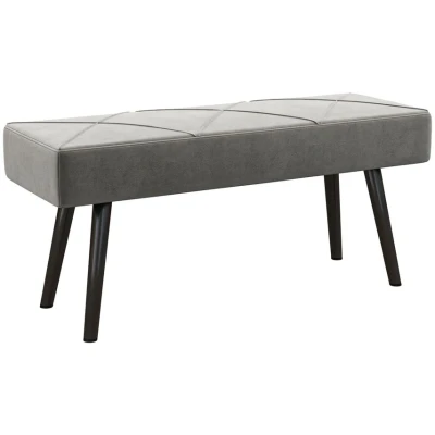 Image of HOMCOM End of Bed Bench with X Shape Design and Steel Legs, Upholstered Hallway for Bedroom, Grey