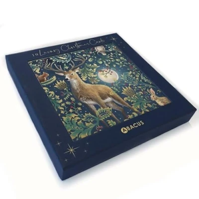 Image of Abacus Cards Christmas Box of 10 Woodland Winter Animals Embossed with Foil Details Eco Friendly &amp; Recyclable