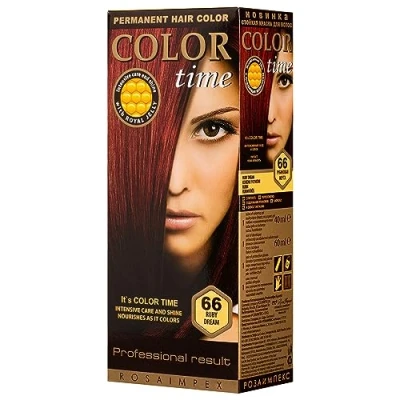 Image of Color TIME Permanent Gel Hair Dye Ruby Dream 66 Enriched with Royal Jelly and Vitamin C Covers Gray 100 ML