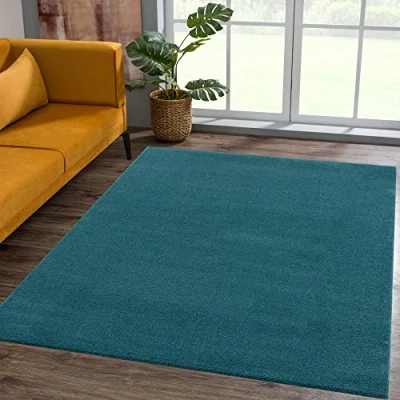 Image of SANAT Short Pile Living Room Rug Plain Modern Rugs for Bedroom, Study, Office, Hallway, Children&#039;s and Kitchen Dark Blue, 60 x 110 cm