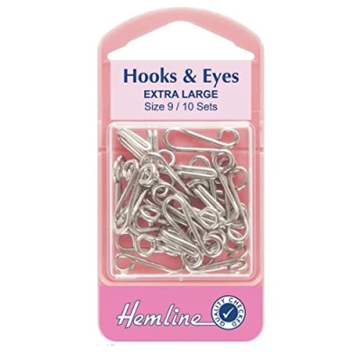 Image of Hemline Hooks and Eyes Nickel Silver, Extra Large Size 9, 10 sets