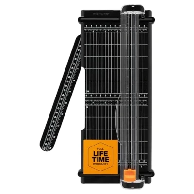 Image of Fiskars Recycled SureCut™ Portable Paper Trimmer 12 Cut Length Craft and Office Cutter with Grid Lines Black