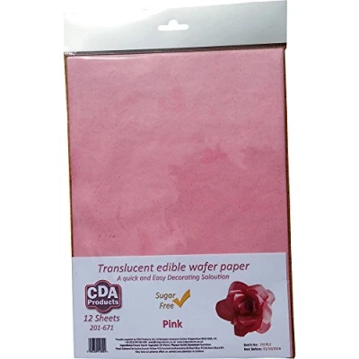 Image of 12 Sheets of Pink Edible Wafer Paper 201 671