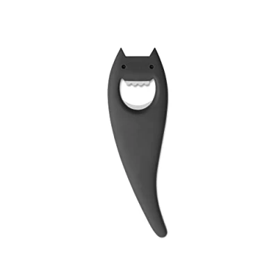 Image of A di Alessi Diabolix Bottle Opener, Black Anthracite, (ABC01 B), L 18cm, B 5,5cm