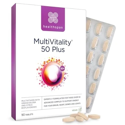 Image of Healthspan Multivitamin 50 Plus Advance for over 50&#039;s Immune Health Support 13 Vitamins &amp; 12 Minerals Ginkgo Biloba Citrus Bioflavonoids Vegetarian (90 Tablets)