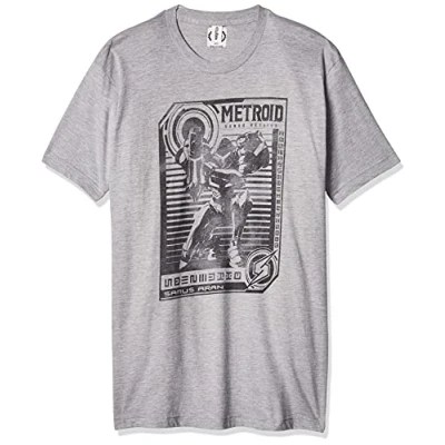 Image of Nintendo Men&#039;s Graphic Tees Shirt, Grey // Posted Metroid, Large