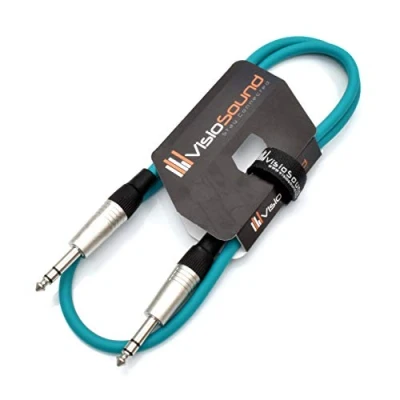 Image of 6.35mm 1/4&quot; Stereo TRS Jack to Lead/Balanced Signal Audio Patch Cable (1m, Green)