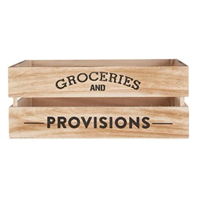 Image of Premier Housewares Crate, Groceries and Provisions, Natural, Paulownia Wood, Plywood