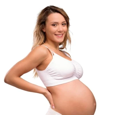 Image of Carriwell Women Padded Nursing Bra, Seamless and Maternity Wide Straps, Removable Cups[White][Xtra Large]