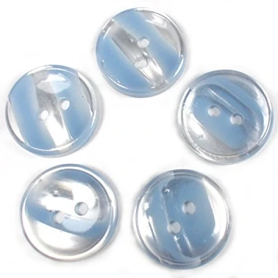 Image of Marble Stripe Humbug Candy Look Round Buttons Pack of 5 (13mm, Pale Blue)