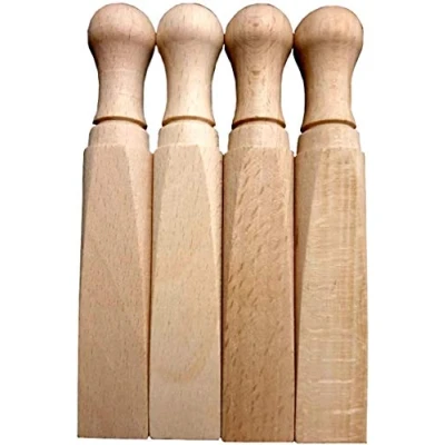 Image of SDMAX Wooden Door Wedge Stopper, Victorian Pattern Blocker Hold Open Shut Extra Security, Natural, Long Lasting Performance, Sturdy Build, Pack of 4