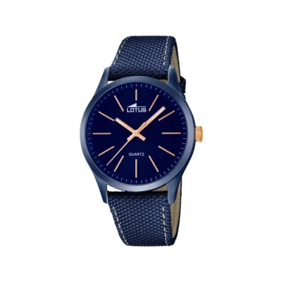Image of Lotus Men&#039;s Quartz Watch with Blue Dial Analogue Display and Leather Strap 18166/2