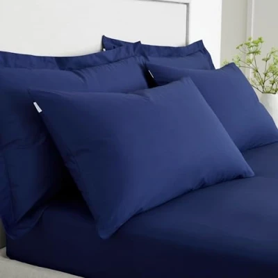 Image of Bianca 200 Thread Count Cotton Percale Standard Pillowcase Pair Navy