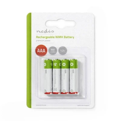 Image of AAA HR03 950mAh 1.2V Rechargeable Battery Batteries 4 Pack Blister