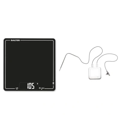 Image of Salter COMBO 7800 Bluetooth Thermometer and Digital Kitchen Scale, Ideal for Baking Cooking Roasts BBQ Food, Connects to Cook App