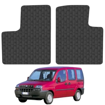 Image of Rubber Floor Mats for the Fiat Doblo (2001 2010) UK Models Custom Van Accessory Tailored fit Heavy Duty, Waterproof &amp; Anti Slip Work with Clips