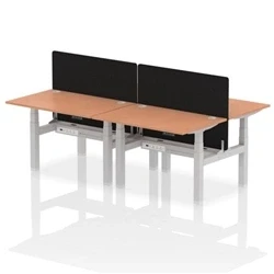 Image of Air B2B 1200x800mm Adjustable 4P Bench Desk CP Beech/Silver + Screen
