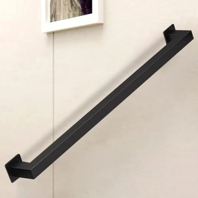 Image of Renmlion Modern Stair Handrail Black Wrought Iron Staircase Banister Safety Hand Rails Wall Mounted Indoor Outdoor Railing 1m 1.5m 2m 2.5m 3m Stairway Railing(11ft/330cm)