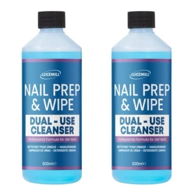 Image of Lucemill Nail Prep &amp; Wipe Gel Polish Cleanser I 2 x 500ml Professional Formula for Nails, Acrylics Tips Alcohol Nails Off Solution