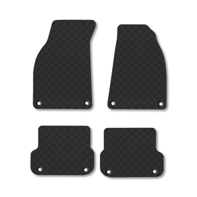 Image of Rubber Car Mats Compatible with Audi A6 (2004 2011) Tailored Fit Floor Set Accessory Black Custom 4 Pieces Clips Anti Slip Backing, Heavy Duty &amp; Waterproof