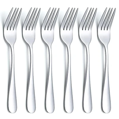 Image of Evanda Dessert Forks 6 Pieces 14cm, Stainless Steel Pastry Set, Fruit Forks, Mini Cake Appetizer for Home, Wedding, Party, Cafe, Restaurant, Dishwasher Safe.