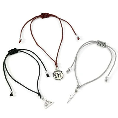 Image of Harry Potter Official Platform 9 3/4,Lightning Bolt &amp; Deathly Hallows Friendship Bracelet Set