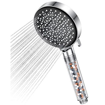 Image of Shower Head High Pressure with Filter YEAUPE Handheld Water Saving 6 Adjustable Spray Modes Rain Heads Anti limescale Silicone Nozzles for Hard Water(Shower Without Hose), 9 L/Min