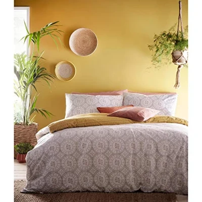 Image of Furn Mandala Duvet Cover Set, Cotton, Grey, King