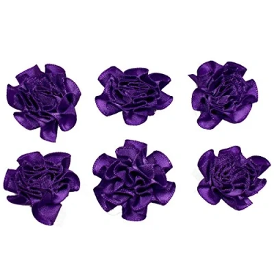 Image of Satin Ribbon Rosettes Flowers Roses 3cm Wide (Purple, 6)