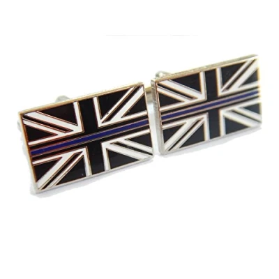 Image of Thin Blue Line Cufflinks Police Force Remembrance Subdued Union Jack