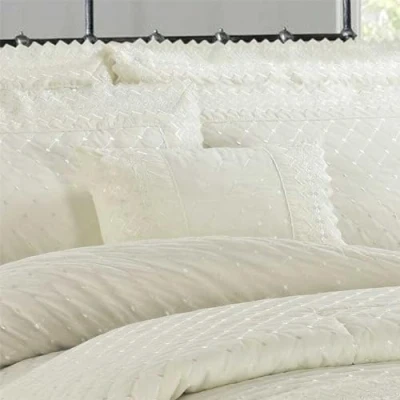 Image of Rapport Home Richmond Ivory Boudoir Cushion Luxury Embroidered