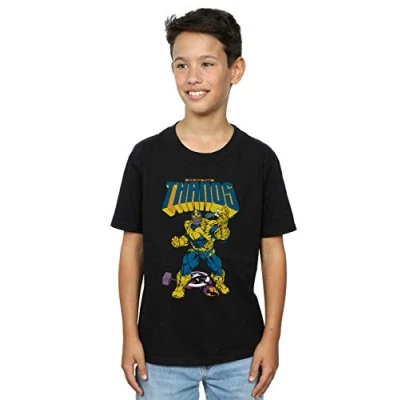 Image of Marvel Boys Thanos Mad Titan Snap T Shirt Black 3 4 Years