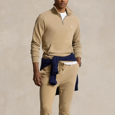 Image of Polo Ralph Lauren Loopback Fleece Quarter ZIP Sweatshirt Sweatshirt, Men&#039;s, Size: XL, Desert khaki