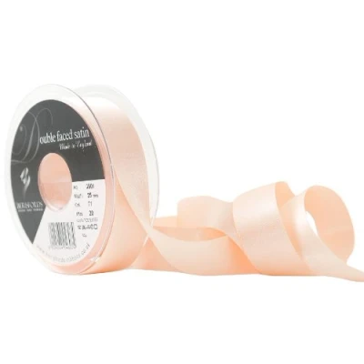 Image of Berisfords Double Satin Ribbon, Peach, 20 m