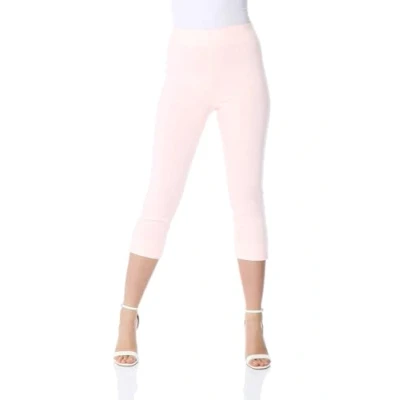 Image of Roman Originals Cropped Trousers for Women UK Ladies Capri Leggings Summer Pants Short Crop Stretch 3/4 Length Three Quarter Pedal Pusher Clothes Elasticated Bengaline Cut Off Light Pink Size 22