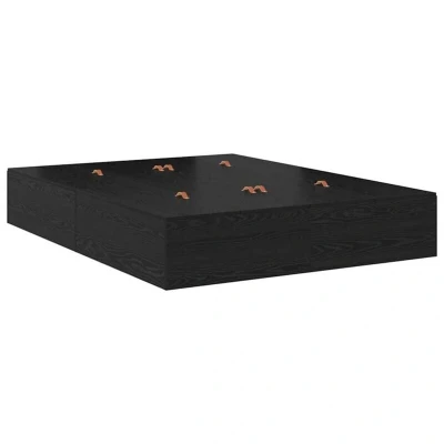 Image of vidaXL Storage Bed Frame Black Oak 135x190 cm
