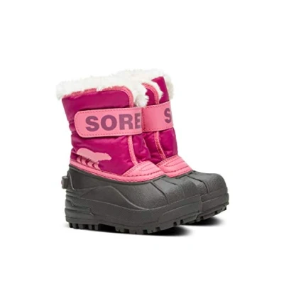 Image of Sorel Unisex Kids Snow Commander Winter Boots, Red Tropic Pink X Deep Blush Toddler, 6 UK