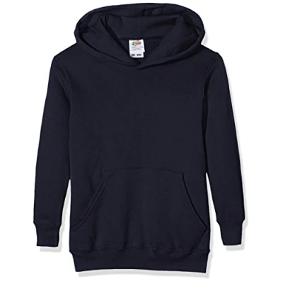 Image of Fruit of the Loom Unisex Kids Pull over Classic Hooded Sweat, Deep Navy, 12 13 Years (Manufacturer Size:34)