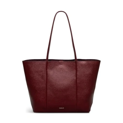 Image of RADLEY London Henrietta Place Large Open Top Tote Bag for Women, in Merlot Soft Grained Leather with Grab Handles, Fits 13&quot; Laptop