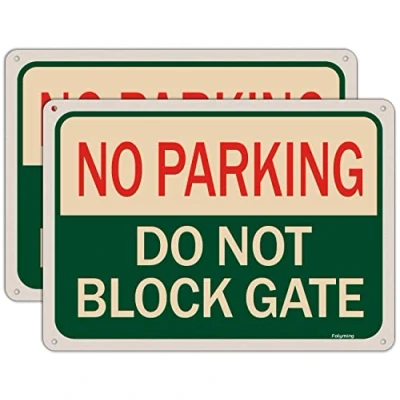 Image of 2 pack No Parking Do Not Block Gate Signs 14 x 10 Inches Metal Reflective Sturdy Rust Aluminum Weather Resistant Waterproof Durable Ink Easy to Install