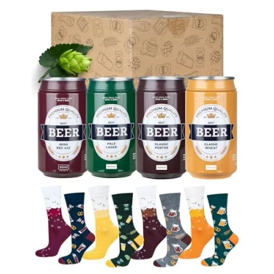 Image of soxo Beer Lover Gifts Socks Men Mens Cotton Sock Colourful Funky Gift Men&#039;s Presents 6.5 10.5 4 Pairs