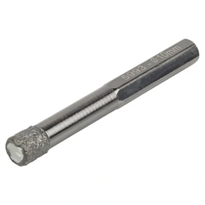 Image of wolfcraft Dry Drill Bit, Diamond Coated, Hexagon Shank, Ø 10 mm I 5993000 for Drilling into Tiles, fine Stoneware and Ceramics