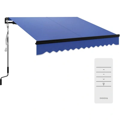 Image of Outsunny 2.5 x 2m Electric Awning with LED Light and Remote Controller Blue 840 269V70BU