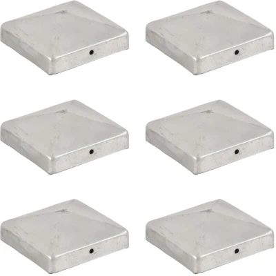 Image of vidaXL Pyramid Fence Post Caps 6 pcs Galvanised Metal 91x91 mm