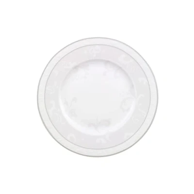 Image of Villeroy &amp; Boch Gray Pearl Breakfast Plate, Small Food Plate with Filigree Decoration Made of Premium Porcelain, Dishwasher Safe, 220 mm