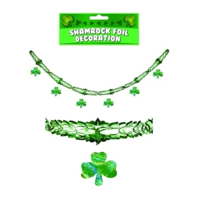 Image of  Henbrandt Green Foil Hanging Shamrock Bunting Banner St Patrick’s Day Irish Party Decorations Patricks Ireland Decoration