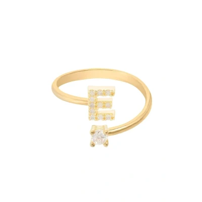 Image of Latelita Initial E Ring, Women&#039;s, Size: One Size, Yellow