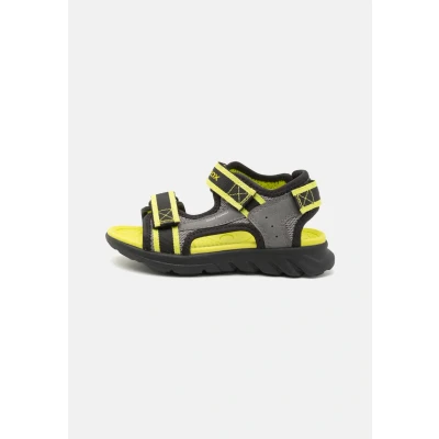 Image of Geox Airadyum Walking sandals for kids, Size: 2.5, Grey/lime Imitation leather/ textile