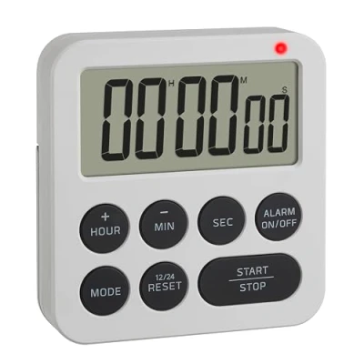 Image of TFA Dostmann Digital Stopwatch, 38.2051.02, Up to 99h/59min/59s, Egg, Kitchen, Homework Timer, Short Term Alarm Clock, with LED Warning Light, 2 Sound Levels, White, (L) 84 x (I) 21 (63) (H) 88 mm