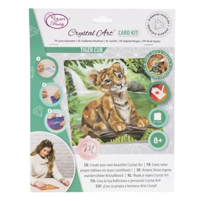 Image of CRYSTAL ART Diamond Painting Card Kit 18 x cm Baby Tiger